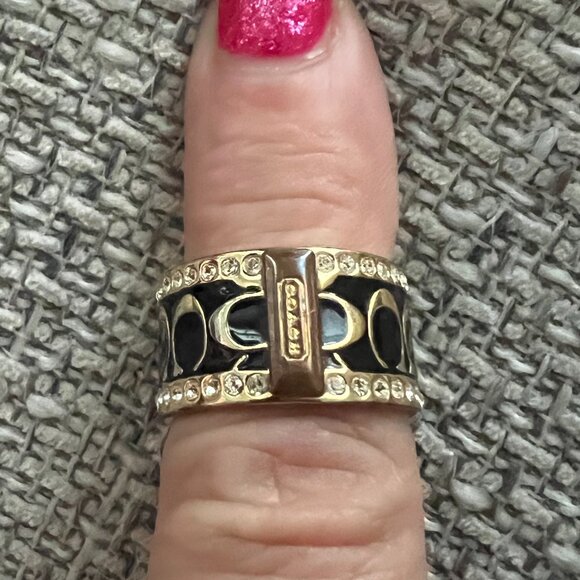 Coach Gold and Black Statement Ring - Picture 3 of 4